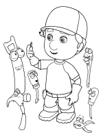 A coloring page of handy manny